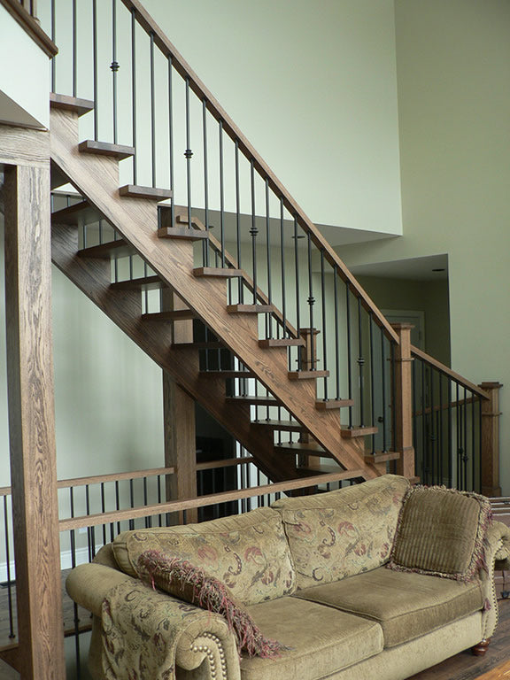 escalier champêtre à limon en bois massif